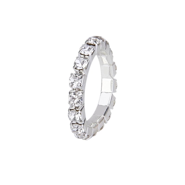 Anillo del dedo del pie Zulema Plata Claro Cristal Rhinestone Estiramiento Ajustable