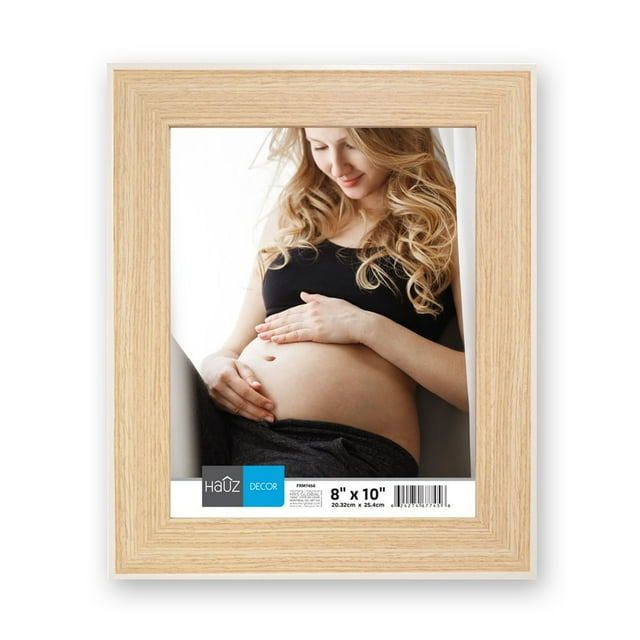 Hauz FRM7456 - 8x10 Picture Frame Light Wood Look With White Border
