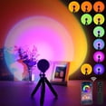 thumbnail image 1 of Luz de puesta de sol, luz de puesta de sol, proyector de 16 colores con trípode, halo de puesta de sol, luz LED de arco iris USB, luz de visión romántica, rotación de 360 grados, gran regalo JFHHH pequeña, 1 of 5