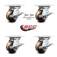 thumbnail image 2 of 4 Inch High Temp Phenolic Caster Set with Roller Bearing 4 Brake 2 Swivel Lock, 2 of 2