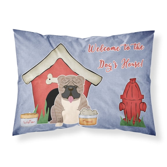 Dog House Collection English Bulldog Grey Brindle  Fabric Standard Pillowcase