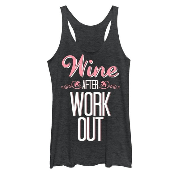 Women's CHIN UP Wine After Work Out  Racerback Tank Top Black Heather Medium