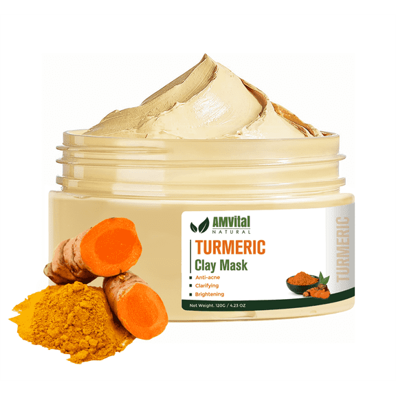 AMVital Turmeric Vitamin C Clay Mask, Facial Mask with Turmeric for Skin Care, Dark Spots Turmeric Face Mask For All Skin Types