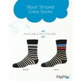 thumbnail image 2 of MeMoi Boys Striped Cotton-Rich Fine-Gauge Crew Sock - Boys - Male, 9-11, Navy, 2 of 8