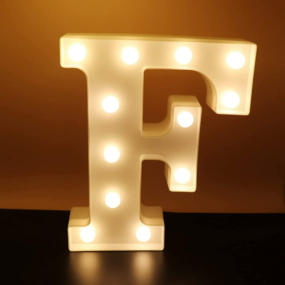Morttic LED Letter Lights Alphabet Light Up Sign Night Light for Home Party Wedding Decoration - F