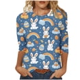 thumbnail image 3 of TaTaai Women Crew Neck 3/4 Sleeve Easter Festival Print Pullover Top Casual Fashion Ladies Spring Daily Commute Wear Lightweight Breathable Non-See-Through No Fading Top Gift, 3 of 5
