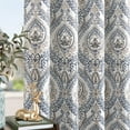thumbnail image 2 of Curtainking 100% Blackout Curtains 96 in Blue Damask Medallion Window Curtains for Bedroom Grommet Thermal Insulated Drapes for Living Room Vintage Luxury Window Treatments Set 2 Panels, 2 of 7