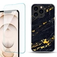 thumbnail image 1 of Slim-Fit Anti-Scratch Gel TPU Phone Case for iPhone 13 Pro, with Tempered Glass Screen Protector, by OneToughShield ® - Marble / Lava, 1 of 4