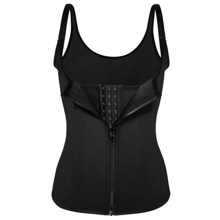FUTATA Women Waist Trainer Vest Slim Corset Zipper Cincher Body Shaper Tummy Control Gym Workout Tank Top with Adjustable Straps