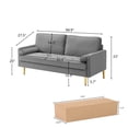 thumbnail image 2 of 65" Velvet Sofa Couch, Loveseat Sofa, Deep Seat Comfy Sofa Couches Leisure Reading Sofas Small Modern Sofa Couch for Living Room Bedroom Office Apartment, Grey, 2 of 6