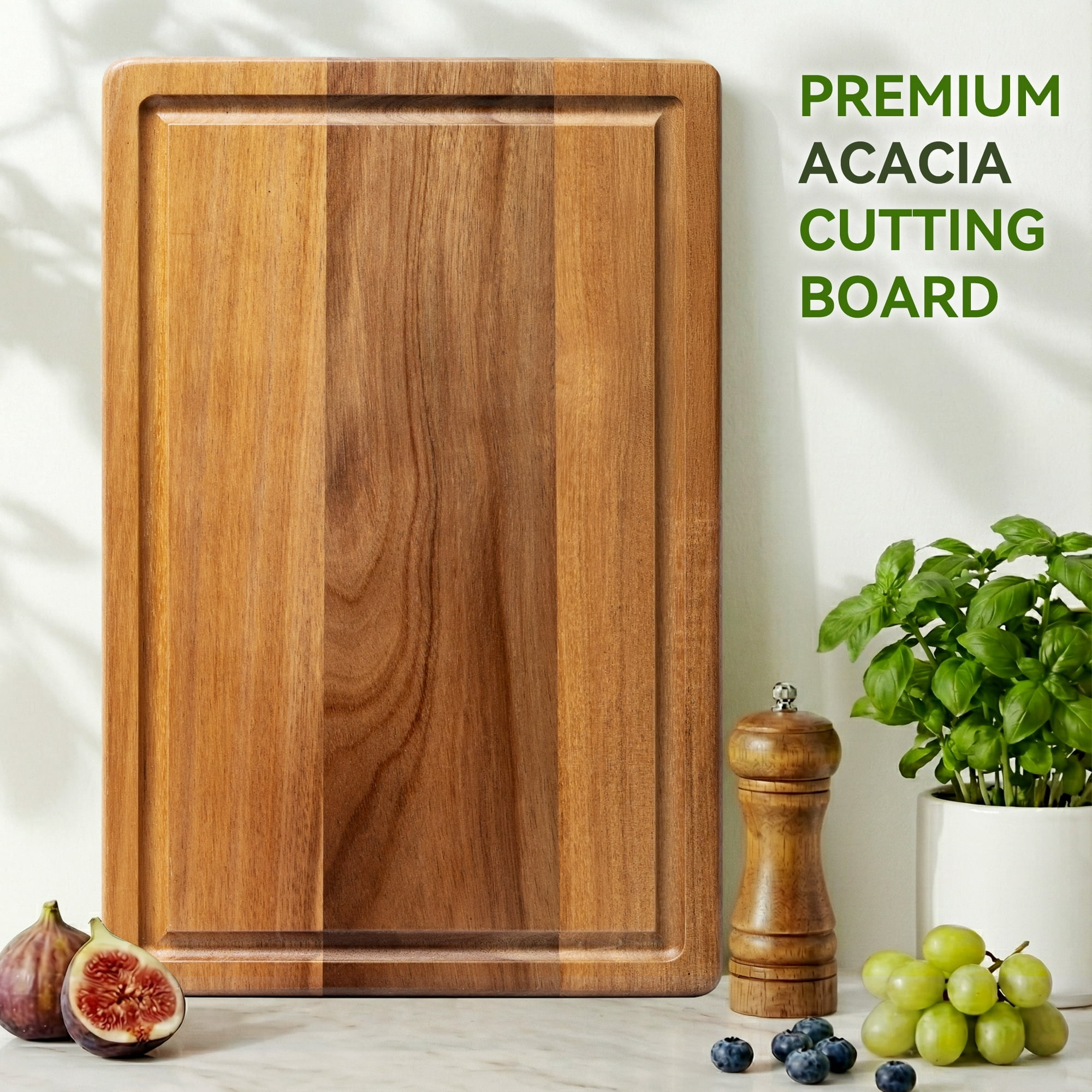 Kikcoin Acacia Wood Cutting Board, 16