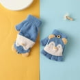 thumbnail image 5 of Gubotare Kids Mittens Cartoon Convertible Flip Top Gloves Toddler Kids Winter Wool Knit Fingerless Gloves with Mitten Cover for Girls Boys (Blue,3-6 Years), 5 of 9