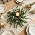 thumbnail image 4 of Dongrere Cypress Red Berry Candle Ring Wreath Artificial Table Centerpiece Ring for Candle Farmhouse Winter Holiday Dining Table Decor, E, 4 of 6