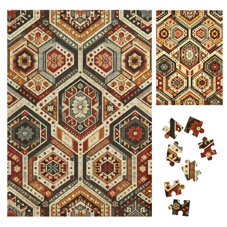 Palnkart Hexagons Diamonds Warm Colors Wooden Jigsaw Puzzle Vertical Leisure Game Toy Gift for Family Friends 300PCS