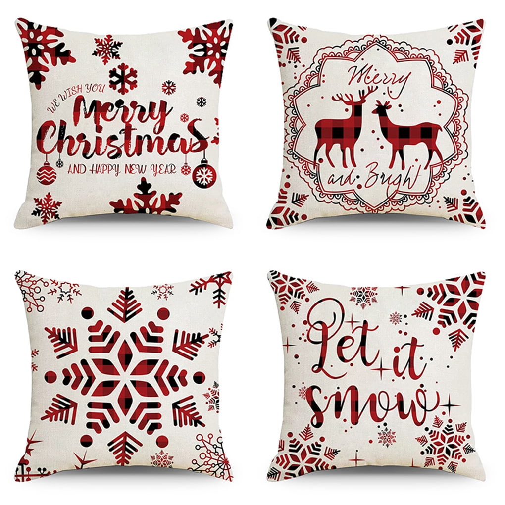 TureClos Christmas Pillow Covers 18 x 18 Inches Set of 4 Xmas Series