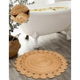 thumbnail image 3 of Boho Farmhouse Jute Circle Rug, Reversible Rustic Coastal Area Mat Natural Beige Scalloped, 7 FT, 3 of 5
