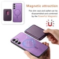 thumbnail image 2 of Allytech 2 in 1 Detachable Wallet Case for Samsung Galaxy A25 5G, [Thin & Light] [Compatible with MagSafe] Luxury PU Leather Card Holder Soft Bumper Shockproof Anti-Scratch Magnetic Case, Purple, 2 of 11