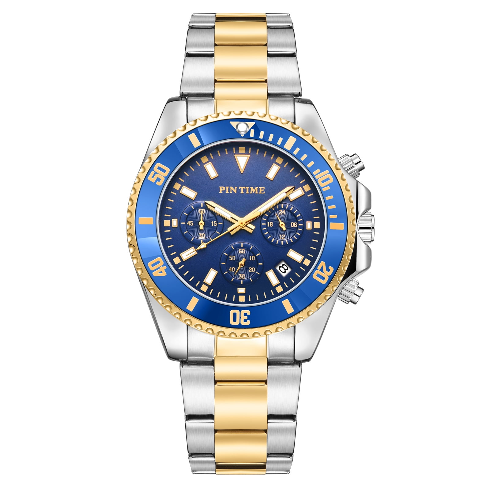 Junsice Mens Watches Chronograph Stainless Steel Waterproof Date Analog Quartz Watch Business Wrist Watches For Men
