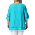 thumbnail image 4 of DARING DIVA Women's Plus with Crew Neck and Ruffle Half Tops 4X Blue, 4 of 6