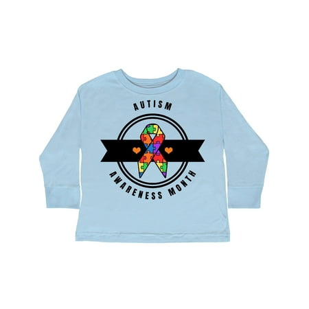 

Inktastic Autism Awareness Month with Puzzle Piece Ribbon and Banner Gift Toddler Boy or Toddler Girl Long Sleeve T-Shirt
