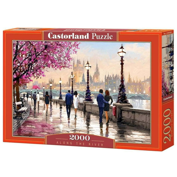 2000 Piece Jigsaw Puzzle, Along the River, Art. Puzzle, paintings puzzle, Adult Puzzles, Castorland C-200566-2