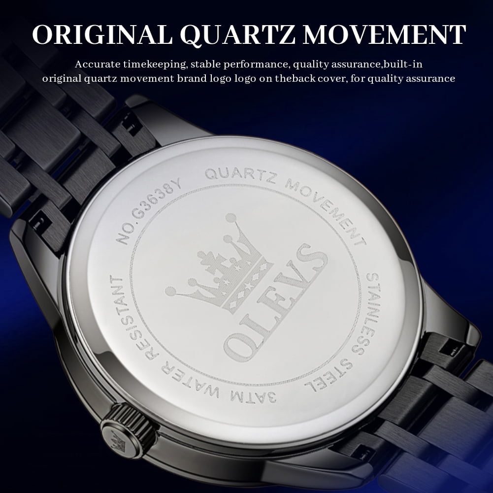 OLEVS Watches for Men Business Dress Waterproof Analog Quartz Stainless Steel Luminous Roman Numeral Classic Men Wrist Watches Reloj Para Hombre Black Dial