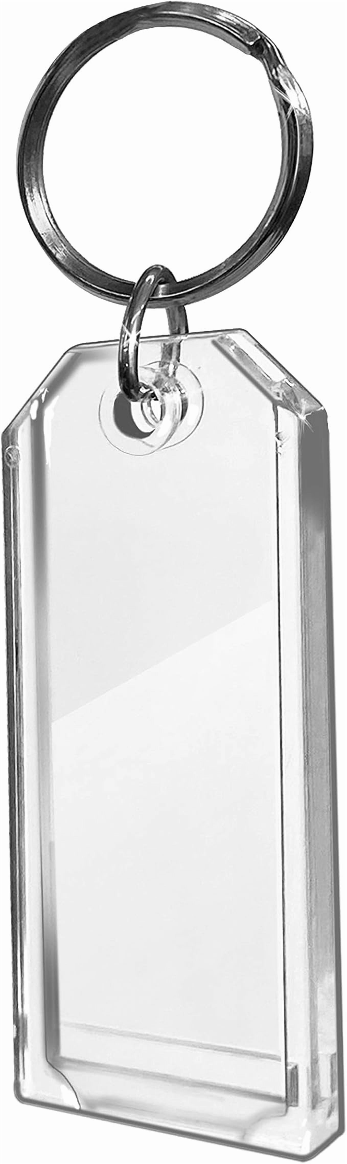 Premium Key Tag, 3 in, Clear Crystal Plastic, with Rings & Labels, 50 Count