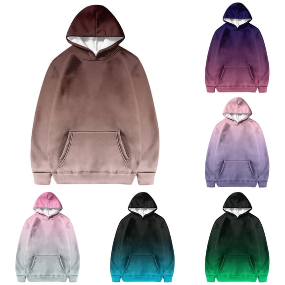 Vividxx Hoodies For Girls Fall Winter Gradient Long Sleeve D Hooded Sweatshirt Pocket Sports Casual Kids Pullovers Top Fashion Clothes 7-8 Years
