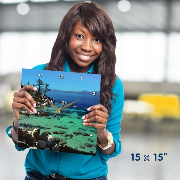 3dRose, Nevada, Lake Tahoe. Highway 28 - US29 RER0011 - Ric Ergenbright, 15x15 Wall Clock