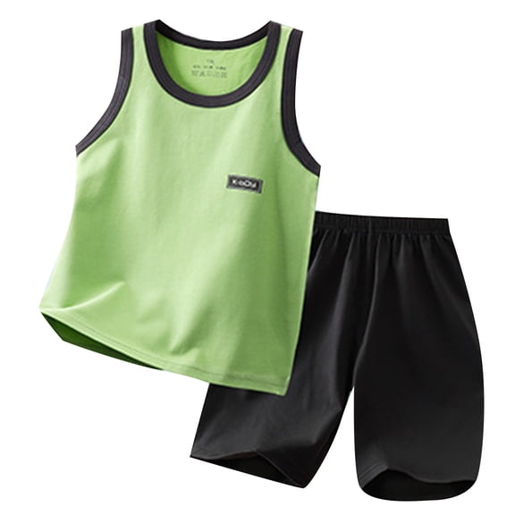 FAOWME Child Outfit Sets Boys Casual Sports Summer Shorts Vest T Shirt And Shorts Two Piece Sets 3 12 Years Clothes Sets Classic O-Neck Dailywear