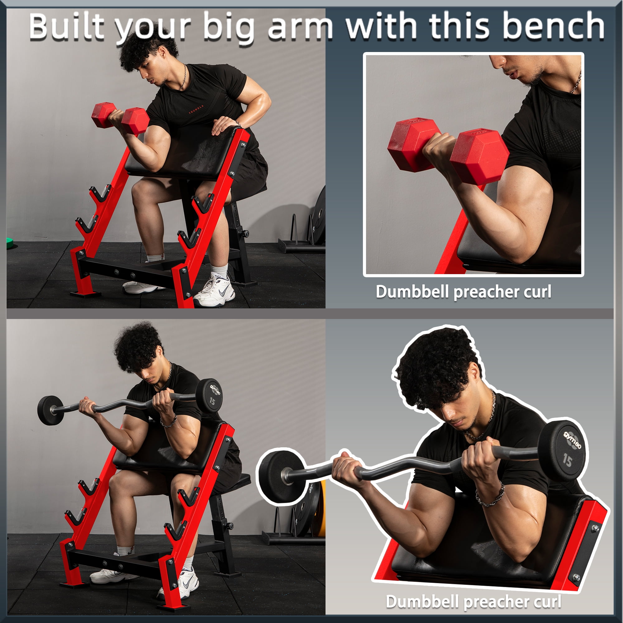 AOWINNOX Preacher Curl Bench, Tricep&Bicep Curl Machine, Arm Workout Equipment