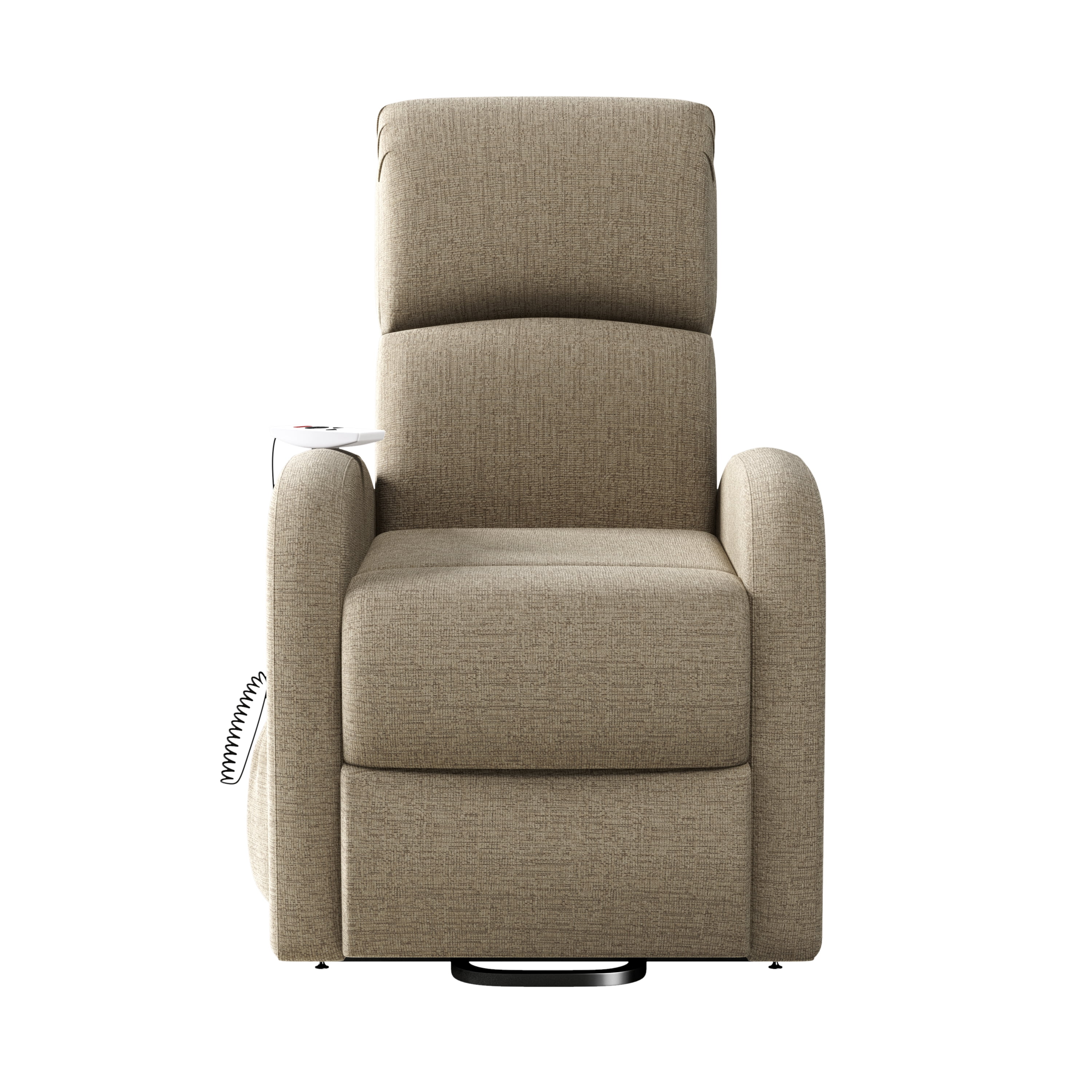 Homesvale Petite-sized Power Recline and Lift Chair with Heat and Massage, Barley Tan Chenille Fabric, Infinite Positions, For Elderly or Mobility Issues