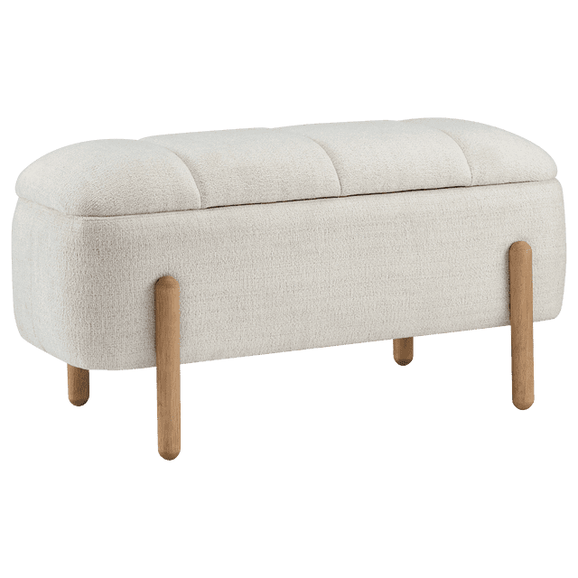 Bouclair Beige Padded Lift-Top Storage Bench