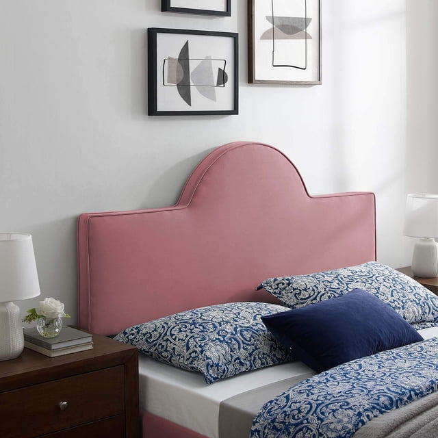 Pemberly Row Tête de Lit Moderne en Velours de Performance pour Lit Simple, Rose Poussiéreux