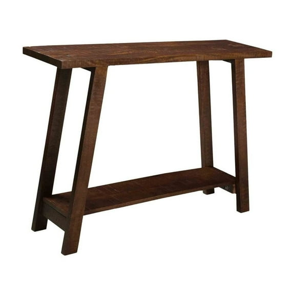 Volsa Rustic Modern 2-Tier Solid Wood Console Table in Walnut