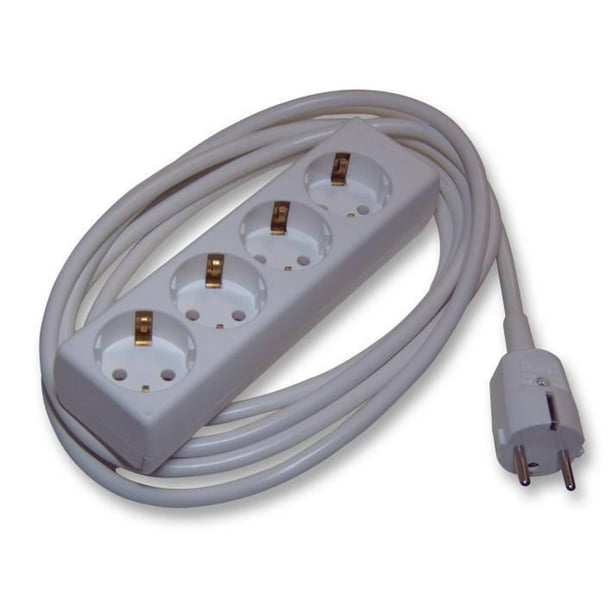 PRO ELEC - 4 Gang Schuko Euro Extension Lead, White, 3m Lead - Walmart.com