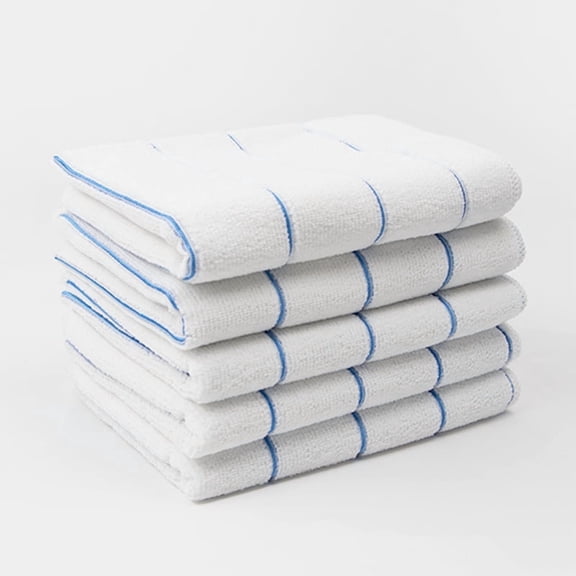 Nvzi Kitchen Towels Set - 6 Pcs White, blue stripes 30×30cm Polyester Dish Towels for Kitchen, Reusable Dish Cloths, Absorbent Towels for Home Kitchen Cleaning & Drying
