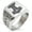 Silver, variant on Stainless Steel Mjolnir Thor's Black Skull Hammer Geometric Pattern Biker Style Polished Ring
