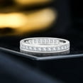 thumbnail image 2 of JeenMata 2 Carat Princess Cut April - Cubic Zirconia - Birthstone Channel Set Wedding Band - Eternity Wedding Ring in 18K White Gold Over Silver, 2 of 8