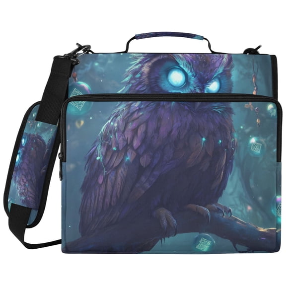 ALAZA Zipper Binder Blue Eyes Owl Pattern 2 inch 3 Ring 500 Sheet Capacity Trapper Keeper File Folder Organizer Bag