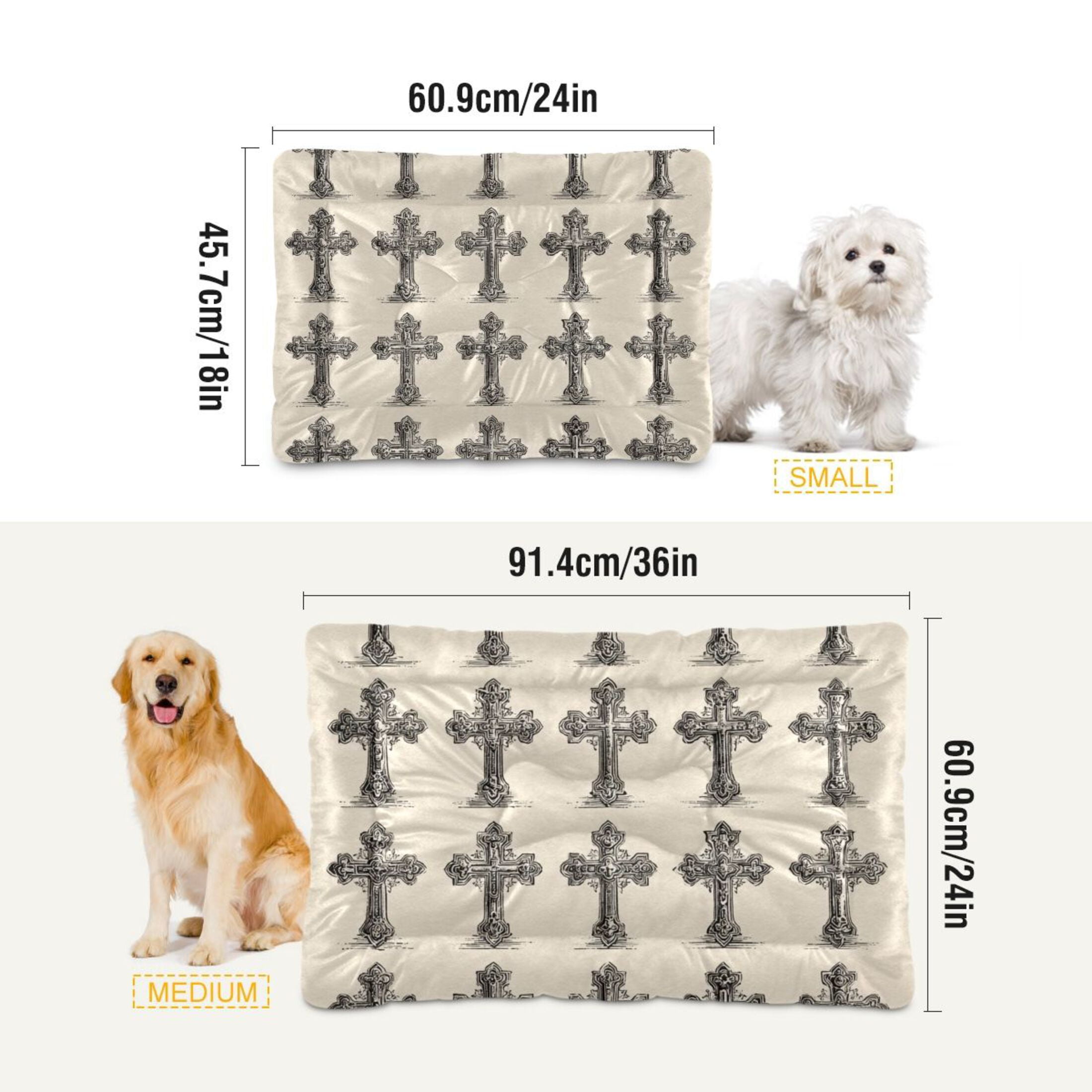 Cozy Mat Pet Bed Indoor Outdoor Warm Soft For Cat Dog Puppy(S/M) Vintage Crosses