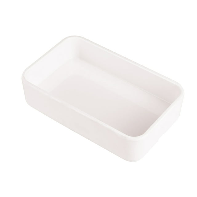 Melamine Rectangular Hot Pot Dish Plastic Barbecue Plate Tableware for Home Restaurant Buffet (Type B, Small Size, White)
