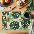 thumbnail image 2 of Palm Leaf Placemats Set of 8 Tropical Plant Country Green Summer Place Mats Indoor Wipeable Table Mats Washable Cloth Dining Table Placemats for Kitchen Holiday Party Home Decor 13x19 Inch, 2 of 9