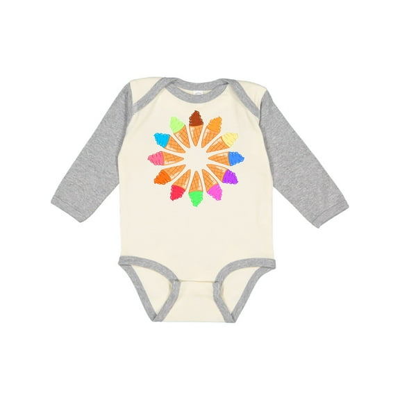 Inktastic Ice cream cone starburst Boys or Girls Long Sleeve Baby Bodysuit