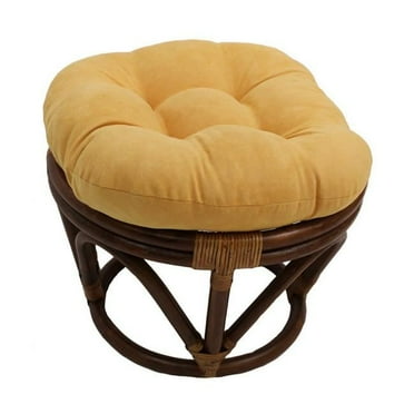 Rattan Ottoman with Micro Suede Cushion, Lemon