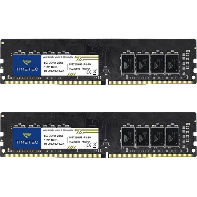Memoria RAM para Escritorio Timetec 16GB DDR4 2666MHz Kit 2x8GB