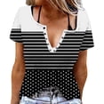 thumbnail image 2 of Vhkiploz Summer Tops for Women Striped Polka Dot Printed V-Neck Short Sleeve T-Shirts Vacation Casual Loose Tunics Blouse Roll-Up Sleeve Daily Top, 2 of 7