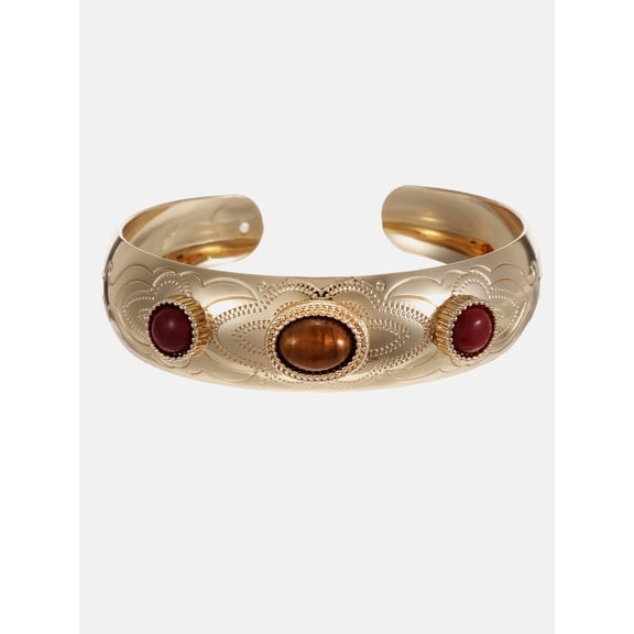 Scenario Etched Cuff Bracelet, Gold-Tone