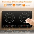 thumbnail image 3 of Aobosi Electric Double Induction Cooktop 1800W Portable Ultrathin with Sensor Touch,10 Temperature 9 Power Settings 4 Hour Timer, Over-heating Protection & Child Safety Lock for Kitchen Garden Office, 3 of 8