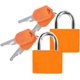 thumbnail image 1 of Candado para maleta con llaves, candados para equipaje pequeños para viajes, gimnasio, casilleros, maletas de vacaciones, juego de 2, naranja, 1 of 4